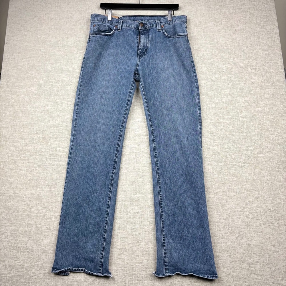 Vans Off The Wall Y2K Straight Jeans Mens 34x34 Blue Skater Wash Distressed Hem